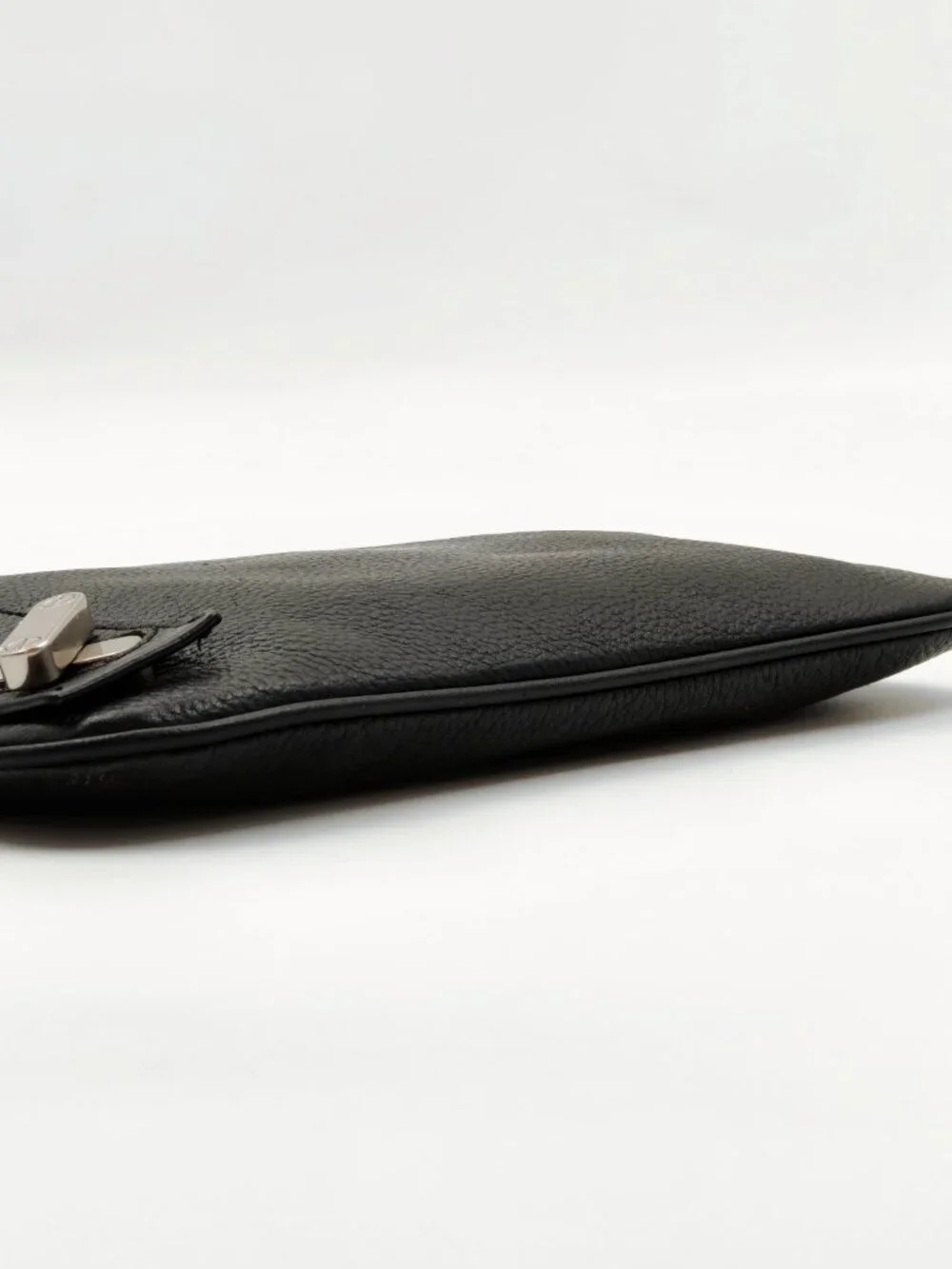 Alexander Wang Black Pebbled Leather Wristlet Pouch Clutch Zip Cosmetic Case
